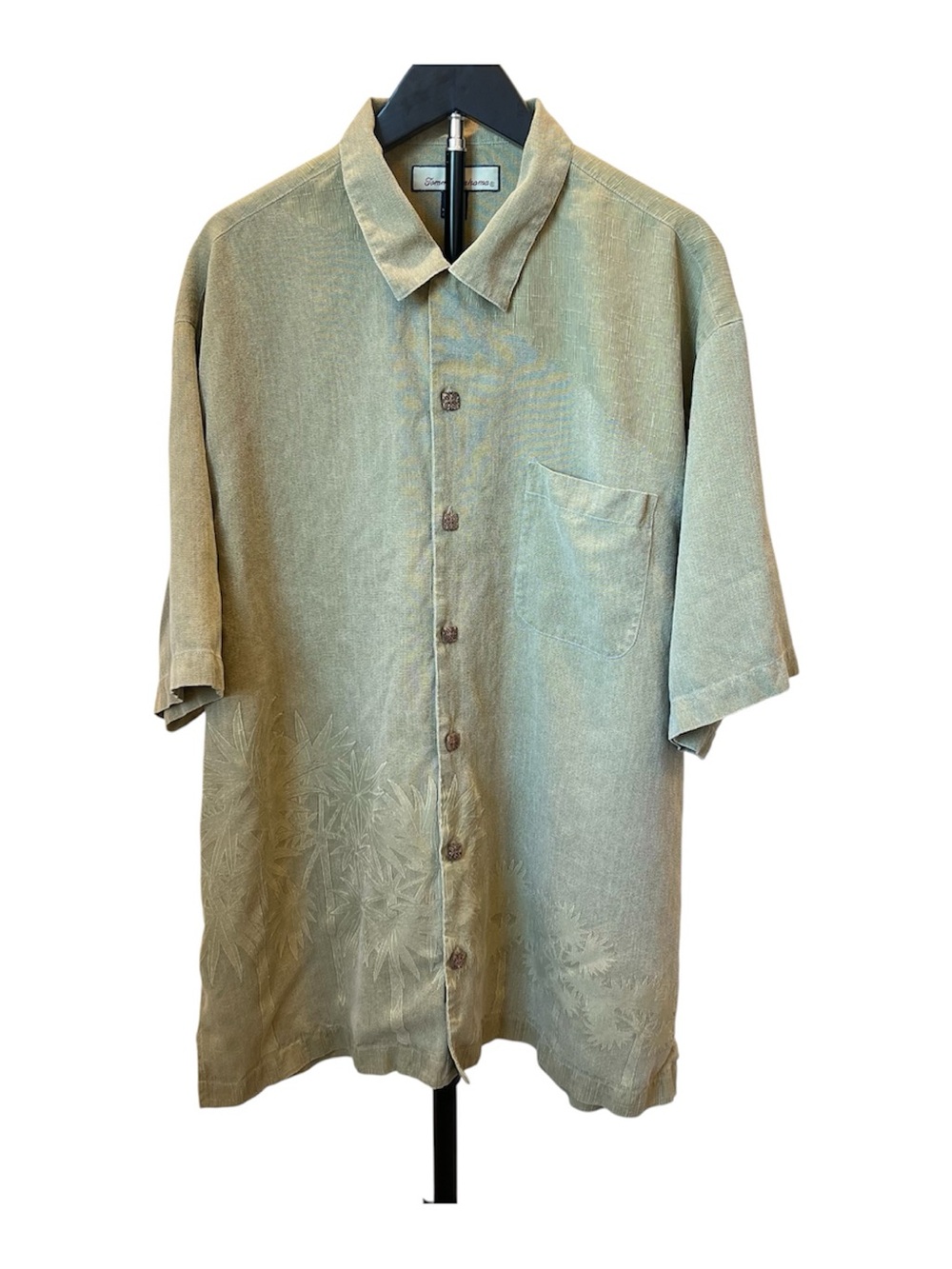 Tommy Bahama Relax Men’s L Short-Sleeve Silk Green Palm Trees Button-Down Shirt